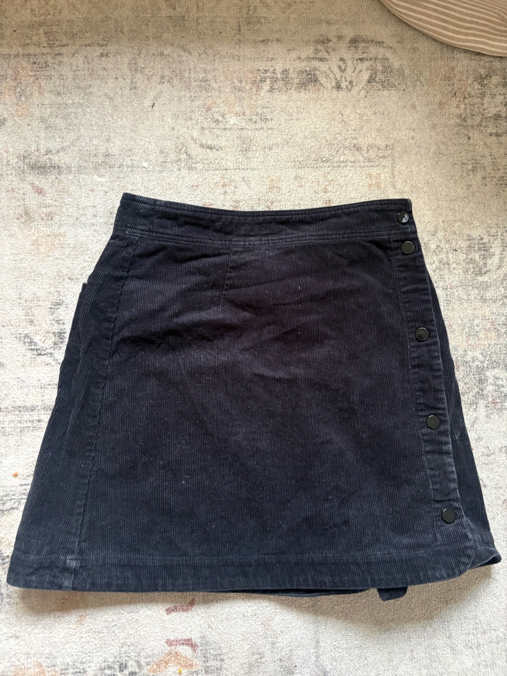 Whistles Classic Black Corduroy A-Line Skirt